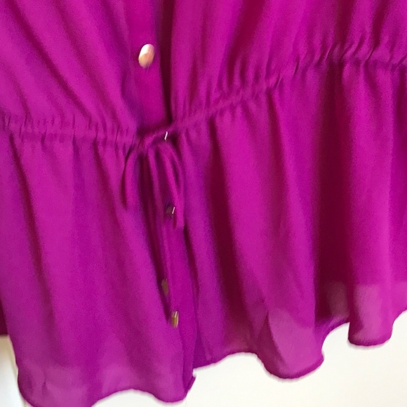 LANE BRYANT Peplum Button Down Blouse Purple Fushia Top Women’s Plus Size 14 1X - Picture 5 of 16